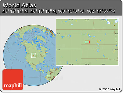 Savanna Style Location Map of the Area around 46° 26' 14" N, 102° 46' 30" W