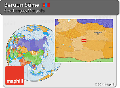 Political Location Map of Baruun Süme