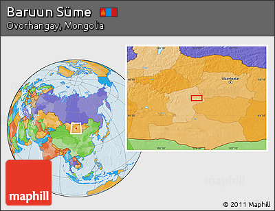 Political Location Map of Baruun Süme