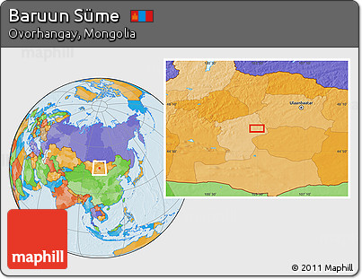 Political Location Map of Baruun Süme