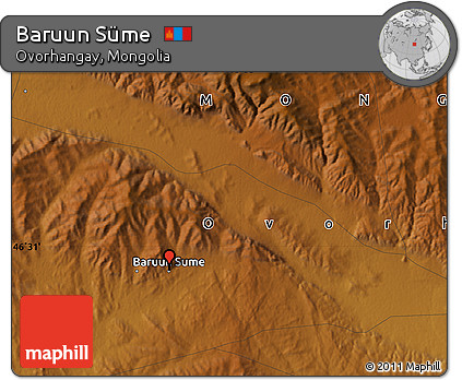 Physical Map of Baruun Süme