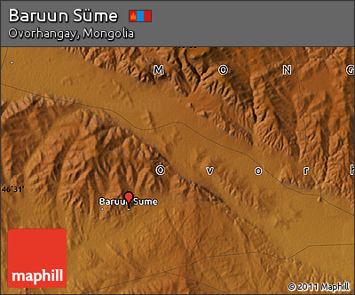 Physical Map of Baruun Süme