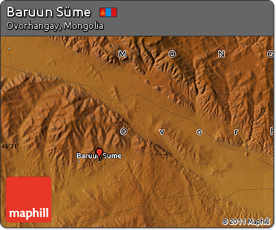 Physical Map of Baruun Süme