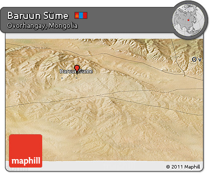 Satellite Panoramic Map of Baruun Süme