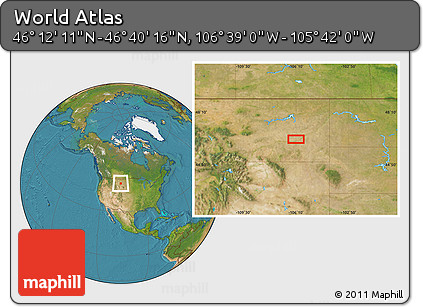 Satellite Location Map of the Area around 46° 26' 14" N, 106° 10' 30" W