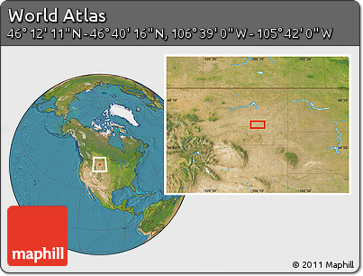 Satellite Location Map of the Area around 46° 26' 14" N, 106° 10' 30" W