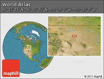 Satellite Location Map of the Area around 46° 26' 14" N, 106° 10' 30" W