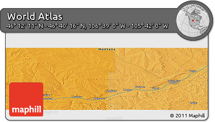 Political Panoramic Map of the Area around 46° 26' 14" N, 106° 10' 30" W