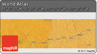 Political Panoramic Map of the Area around 46° 26' 14" N, 106° 10' 30" W
