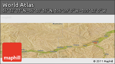 Satellite Panoramic Map of the Area around 46° 26' 14" N, 106° 10' 30" W
