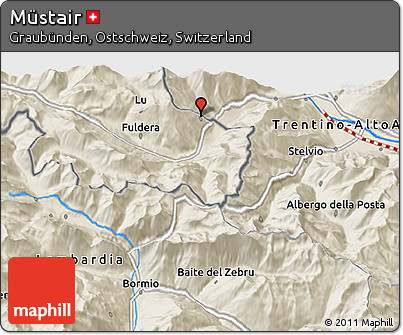 Shaded Relief 3D Map of Müstair
