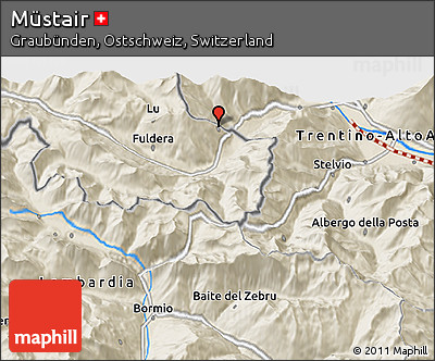 Shaded Relief 3D Map of Müstair