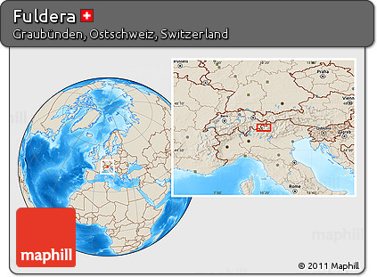 Shaded Relief Location Map of Fuldera