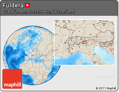 Shaded Relief Location Map of Fuldera