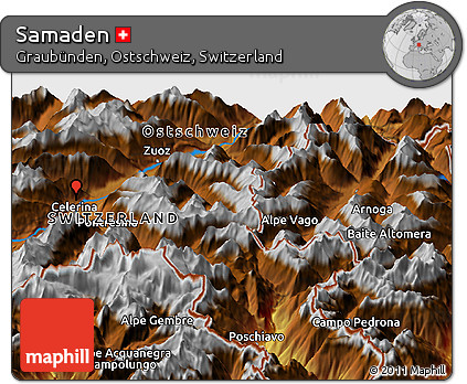 Physical Panoramic Map of Samaden