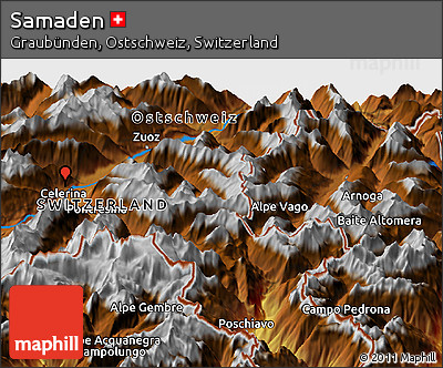 Physical Panoramic Map of Samaden