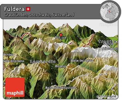 Satellite Panoramic Map of Fuldera