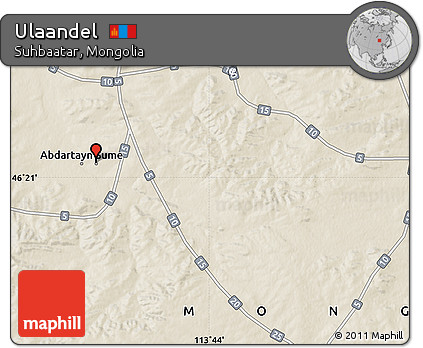 Shaded Relief Map of Ulaandel