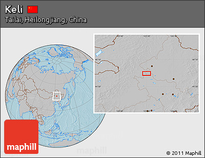 Gray Location Map of Keli, hill shading