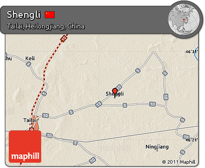 Shaded Relief Map of Shengli