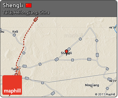 Shaded Relief Map of Shengli