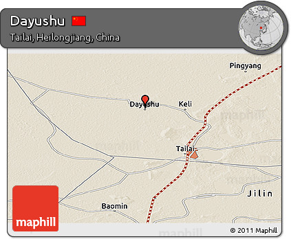 Shaded Relief Panoramic Map of Dayushu