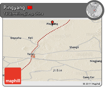 Shaded Relief Panoramic Map of Pingyang
