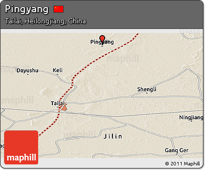 Shaded Relief Panoramic Map of Pingyang