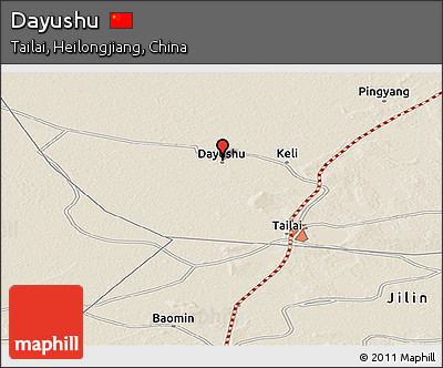 Shaded Relief Panoramic Map of Dayushu