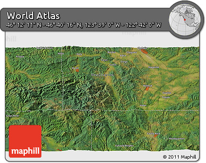 Satellite 3D Map of the Area around 46° 26' 14" N, 123° 10' 30" W