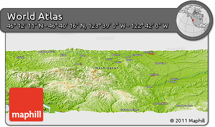 Physical Panoramic Map of the Area around 46° 26' 14" N, 123° 10' 30" W