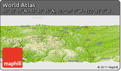 Physical Panoramic Map of the Area around 46° 26' 14" N, 123° 10' 30" W