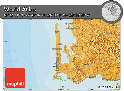 Political Map of the Area around 46° 26' 14" N, 124° 1' 30" W