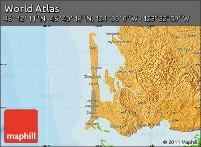 Political Map of the Area around 46° 26' 14" N, 124° 1' 30" W