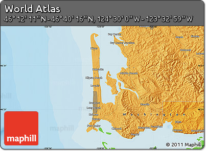 Political Map of the Area around 46° 26' 14" N, 124° 1' 30" W