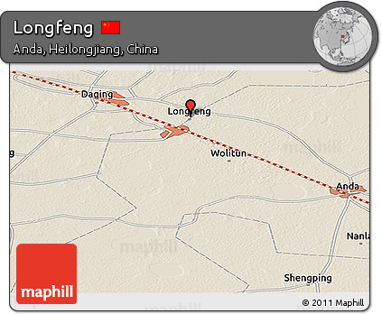 Shaded Relief Panoramic Map of Longfeng