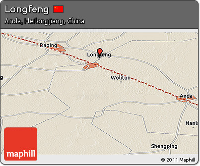 Shaded Relief Panoramic Map of Longfeng