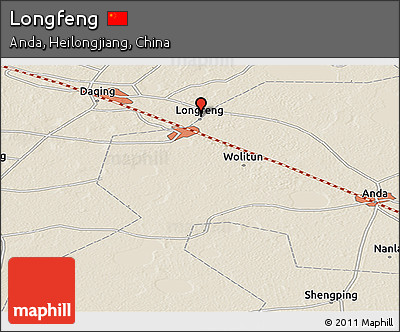 Shaded Relief Panoramic Map of Longfeng