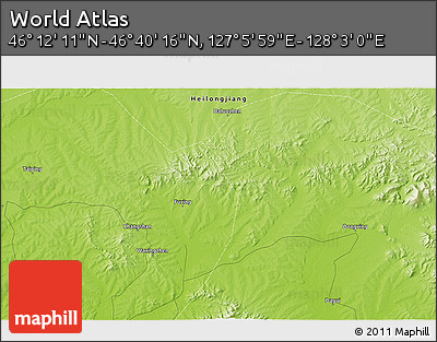 Physical 3D Map of the Area around 46° 26' 14" N, 127° 34' 30" E