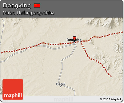 Shaded Relief 3D Map of Dongxing