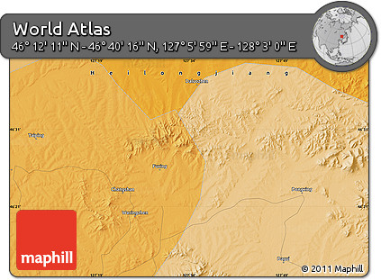 Political Map of the Area around 46° 26' 14" N, 127° 34' 30" E