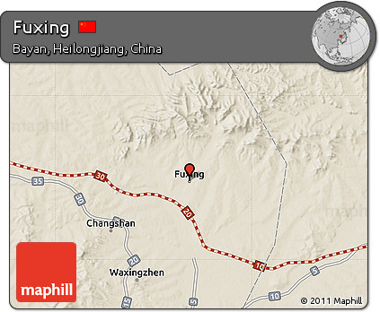 Shaded Relief Map of Fuxing