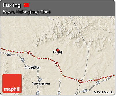 Shaded Relief Map of Fuxing