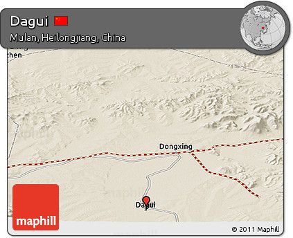 Shaded Relief Panoramic Map of Dagui