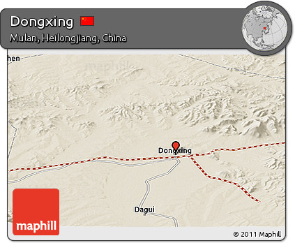 Shaded Relief Panoramic Map of Dongxing