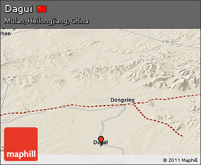 Shaded Relief Panoramic Map of Dagui