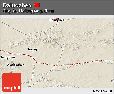 Shaded Relief Panoramic Map of Daluozhen
