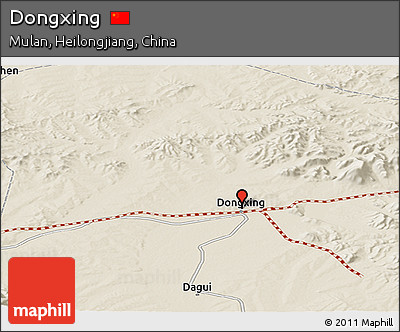 Shaded Relief Panoramic Map of Dongxing