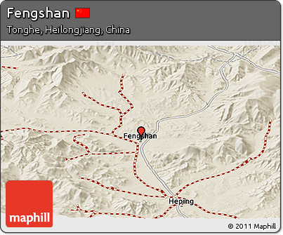 Shaded Relief Panoramic Map of Fengshan