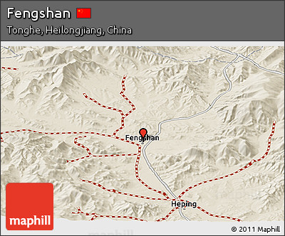 Shaded Relief Panoramic Map of Fengshan
